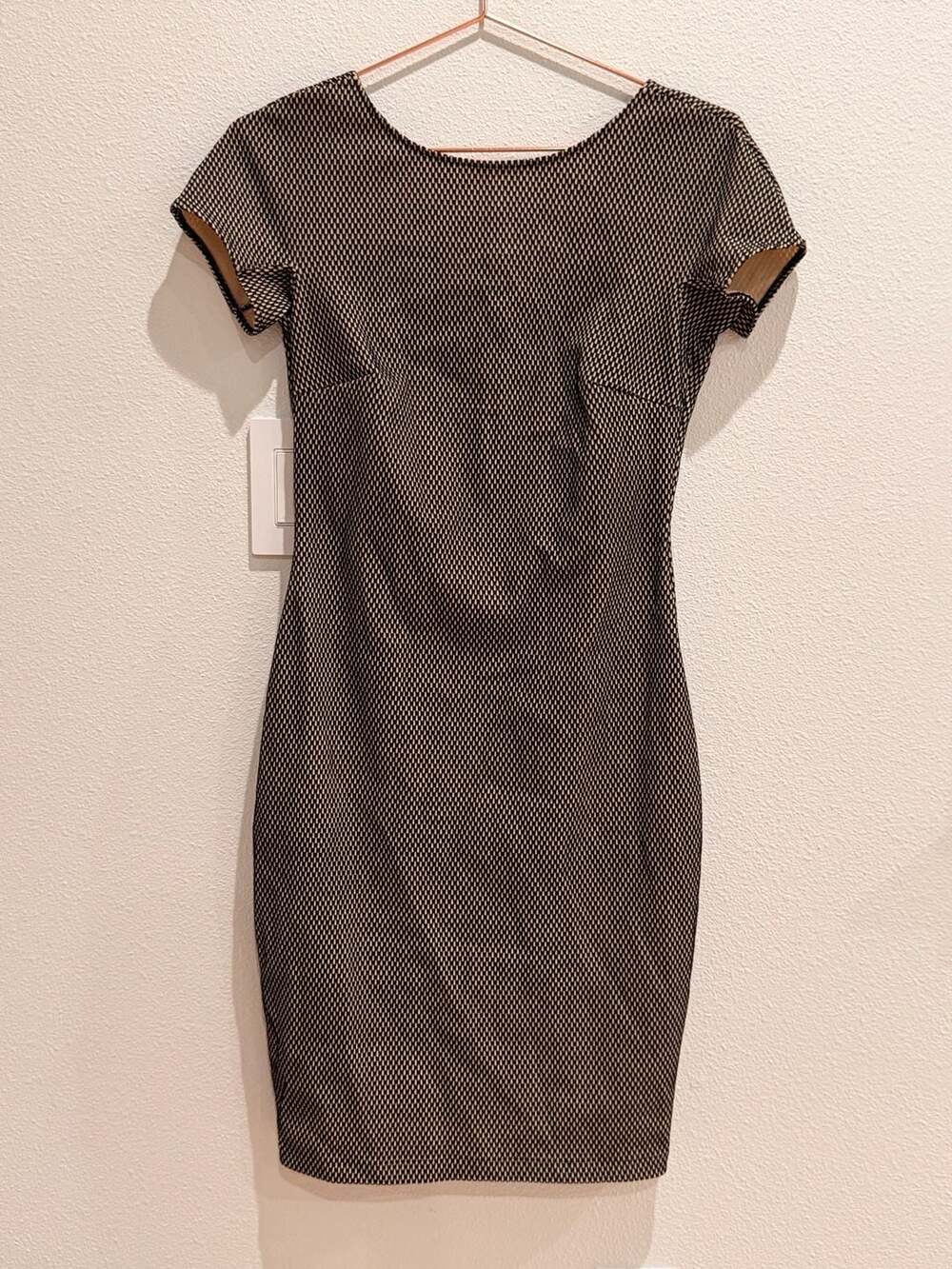 Wolford Black and White Short Sleeve Bodycon Midi Dress